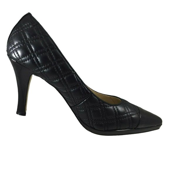 Adrienne Vittadini Jantine High Heel Shoes Womens 9 M Black Quilted Fine Leather - Picture 11 of 12